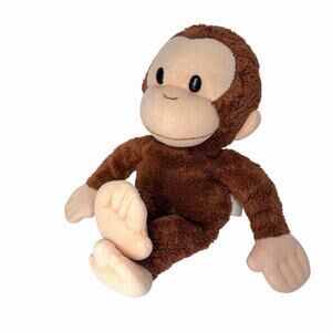 Vtg Monkey Curious George Hard Plastic Eyes Plush Toy Cute